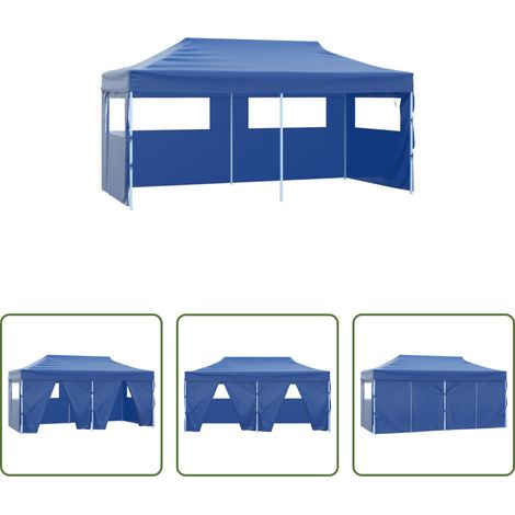 vidaXL Tente pliante - Tente de réception pliable avec 4 parois 3x6 m Acier Bleu (1/5)