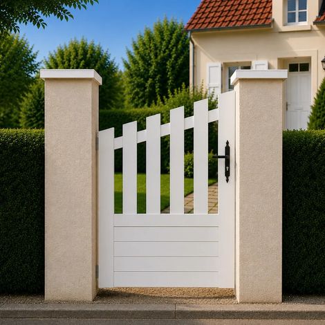 Portillon battant manuel PVC blanc ALENÇON CONVEXE L 100 x H 145 cm - poignée à droite