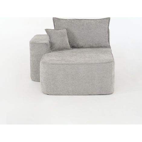 Méridienne 1 Place avec Coussin et Poches Latérales, Confort Nuageux, Sans Montage, Design Moderne, en Chenille Gris