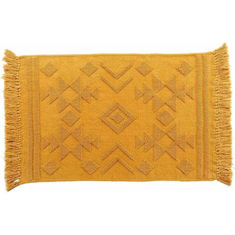 Tapis Déco à Franges "Cilaos" 60x90cm Safran (1/3)