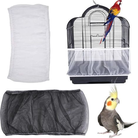 Housse de protection pour cage à oiseaux réglable, filet anti-projections en maille respirante, accessoire pour oiseaux (1/5)