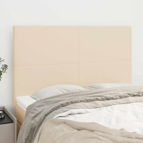 vidaXL Cabecero de cama de tela color crema 144x5x118/128 cm (1/5)