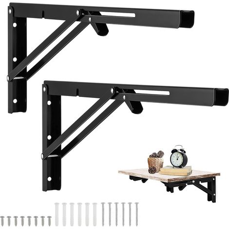 ZOLGINAH 2 Pièces Equerre Rabattable Murale Noir, 500 x170mm Support Console Pliable Equerre, Équerre Pliante Charge Lourde, Supports Équerre Pliante Pour Garage établi (1/5)