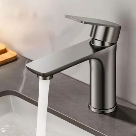 Mitigeur Robinet Lavabo Robinet Salle Bain Monocommande Bonde Incluse Contrôle de l'eau Chaude et Froide (1/5)