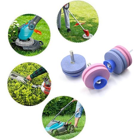 Affûteurs pour lames de tondeuse à gazon (lot de 3) : affûteurs doubles bleus/roses + affûteurs quadruples bleus/roses, affûteurs universels pour lames de tondeuse, scies électriques et tronçonneuses.