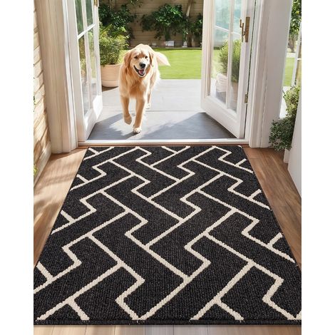 Paillasson Intérieur Tapis 80x120cm Entrée Intérieur Extérieur Imperméable,Antidérapant,Absorbant,Tapis pour Entrée,Lavable,Cuisine,Salle de Bain-Dark Gray (1/5)