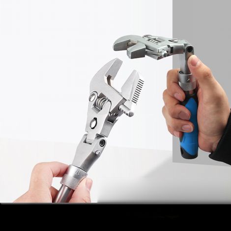 Clé à molette réglable de 25 cm (10 pouces) avec tête flexible rotative à 180°, clé multifonctionnelle pour les réparations à domicile (1/5)