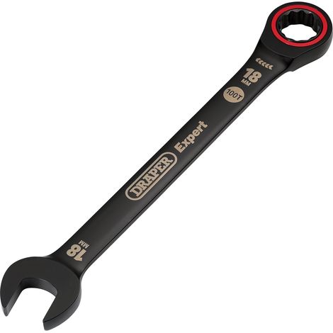 Draper 18.0MM RATCHETING SPANNER 03891 HI-TORQ® Metric Ratchet Combination Spanners, Black