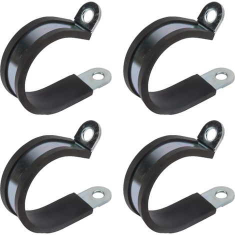 4x Collier de Serrage Métallique avec Insert Caoutchouc Fixation Tube P Clip Serre Cable Tuyau Conduit Collier, 15mm (1/3)