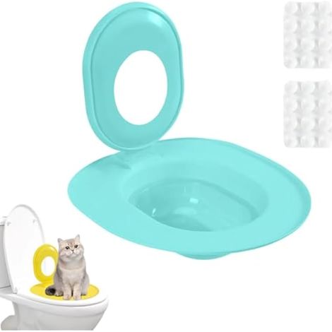 Kit d'entranement de toilette pour chat, outil de siège amovible, bac à litière pour appartement, salle de bain, cave, magasin d'animaux domestiques, intérieur (bleu) (1/5)