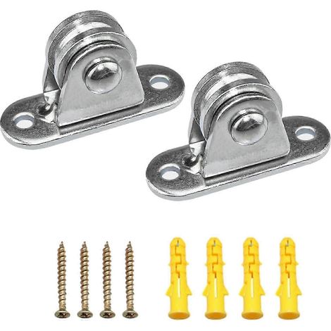 Ensemble de poulies à roulement silencieux pour câbles, en acier inoxydable, polyvalent et facile à installer. 2 pièces par ensemble. (1/5)
