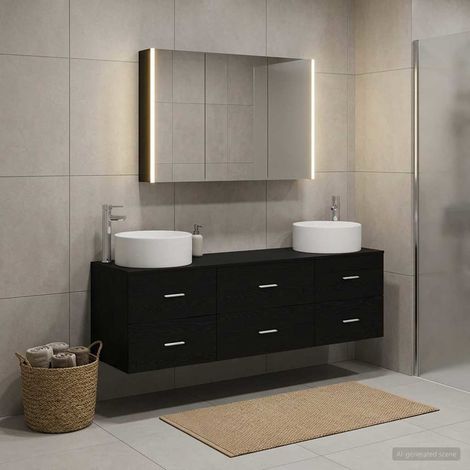 vidaXL Juego de muebles de baño 4 uds. Roble Negro (1/5)