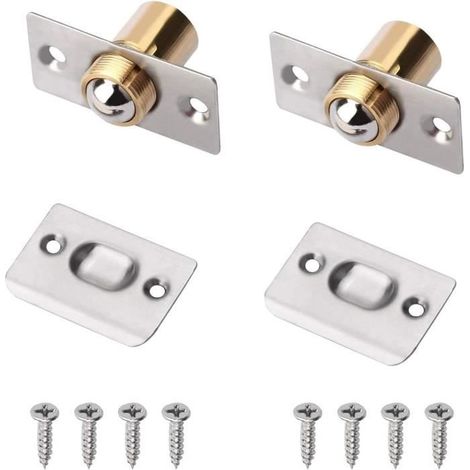 Loqueteau à Bille - Aimant Porte Placard - 2Pcs - Acier Inoxydable - Argent - Réglable (1/4)
