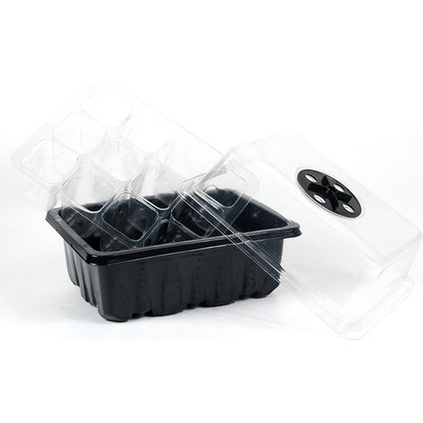 1 plateau de semis, avec trou d'aération couvert, pour germination et propagation de graines, adapté balcon et rebord de fenêtre (1/5)
