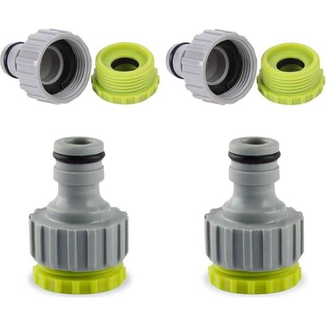 Lot de 4 raccords de robinet 1/2" 3/4" 2 en 1 pour robinet de jardin (1/5)