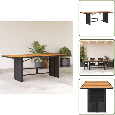 Gartentisch mit Akazienholz-Platte 190x80x74 cm Poly Rattan - Gartentisch - Esstisch - Outdoortisch - Terrassenmöbel - Gartenmöbel (1/5)