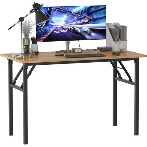 Soges Bureau d'ordinateur Pliant 120 x 60 x 75 cm Bureau PC Poste de Travail Bureau à Domicile Utilisation Bureau Table à Manger Table de Conférence Teck et Noir (1/5)