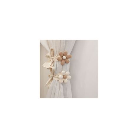 Lot de 2 embrasses de Rideaux Faites à la Main en Corde pour décoration de Bureau Maison(Fleurs) (1/5)