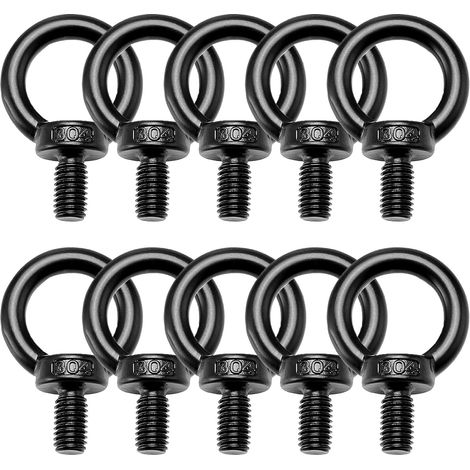 Vis à œillet M6 - Lot de 10 - Acier inoxydable - Surface noire - Fixation et suspension - Dimension M6 (1/5)