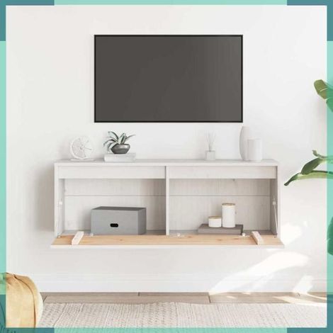 Armoire murale - 813467 - Bois de pin massif - Blanc - 100 x 30 x 35 cm (1/5)