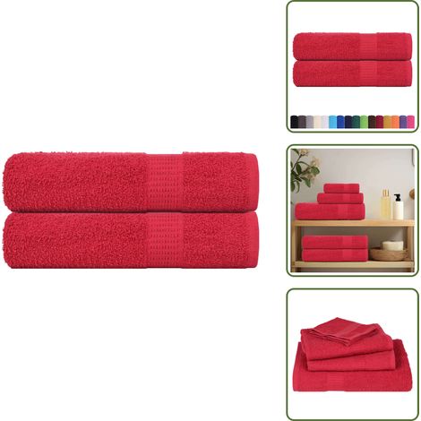 vidaXL Badetücher 2 Stk. Rot 100x150 cm 360 g/m² 100% Baumwolle (1/5)