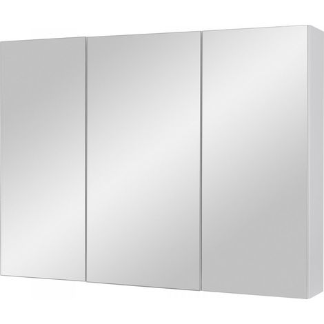 Armario de baño Astor Ida, colgante, estante blanco, 80 cm, blanco brillante, con espejo. (1/3)
