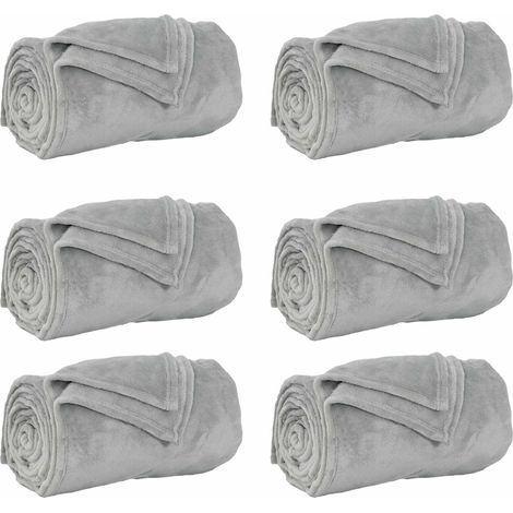 Couvertures à jeter 6 pcs Gris 150 x 200 cm Toison (1/5)