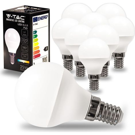 V-TAC 10x Lampadine LED P45 Golf con Attacco E14-3,7W (Equivalenti a 25W) - 320 Lumen - Lampadina LED Pallina da Golf - Massima Efficienza e Risparmio Energetico - Luce Bianca Naturale 4000K (1/5)