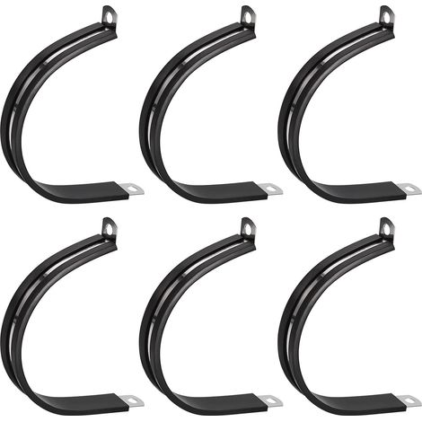 6pcs 60mm Collier de Serrage 304 Inox Acier Caoutchouc Amorti Isolé Attache Grillage Rigide Sangle Clip Fixation Tube Tuyau (1/4)