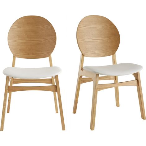 Skandinavische Stühle hellem Holz und weißes Polyurethan (2er Set) ELTON
