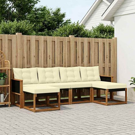 vidaXL Outdoor-Sofagarnitur mit Kissen 6 pcs Natur und Creme (1/5)