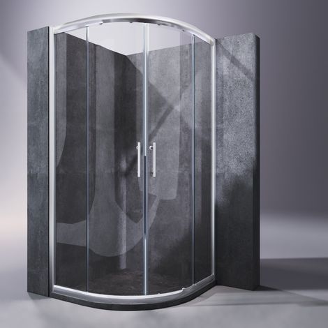 SONNI Duschkabine viertelkreis Runddusche Schiebetür Duschtrennwand gebogene Schiebetür Dusche Nano ESG Glas 90x90cm (1/5)