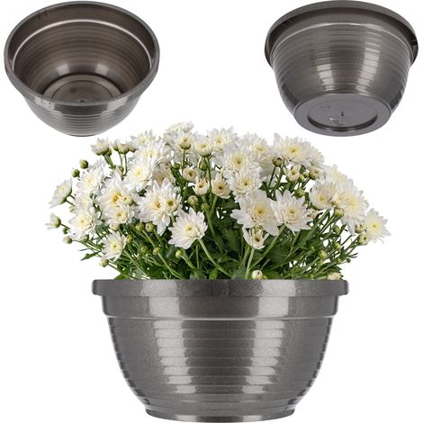 KADAX Blumenschale aus Kunststoff, Pflanzkübel, 20 cm, Graphit