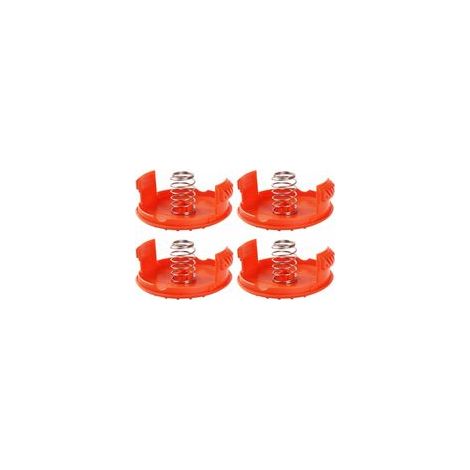4 cappucci per bobina + 4 molle, pezzi di ricambio, accessori, compatibili con il tagliaerba BLACK+DECKER RC-100-P - Crezuo
