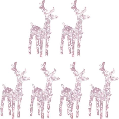 6 pcs Rennes de Noël,Décoration de Noël 240 LED Blanc chaud Acrylique CFW88158 (1/5)