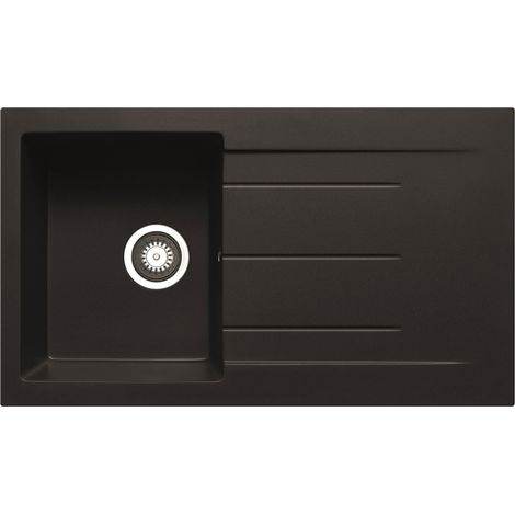 Prima+ Granite Compact 1 Bowl Inset Kitchen Sink 860mm L x 500mm W - Black