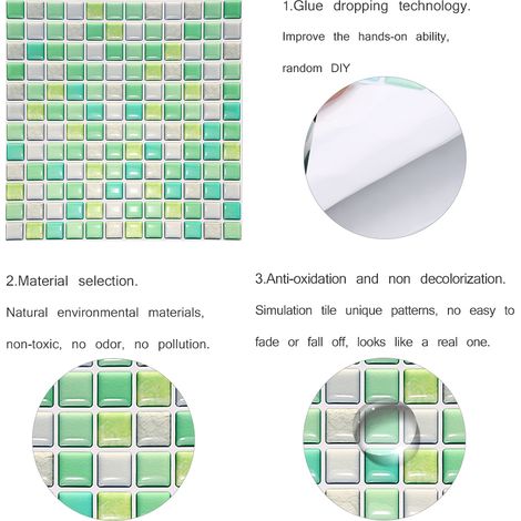 Sticker mural 3D autocollant effet carrelage, idéal pour la décoration de votre cuisine, salle de bain ou autre pièce yjc0020 (1/5)