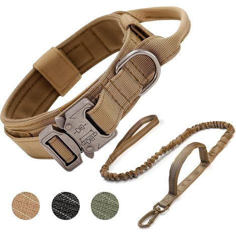 Militaire en Nylon avec Poignée de Commande, Laisse de Chien Bungee Tactique avec Boucle en Métal pour Chiens de Taille Moyenne Chasse (1/5)