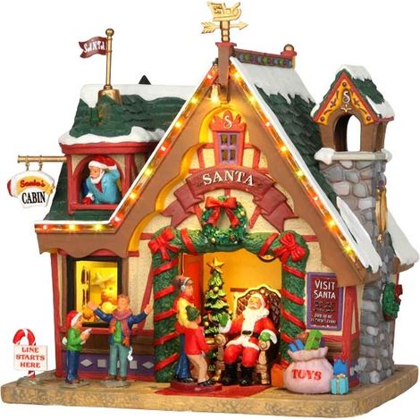 Lemax – Cabane du Père Noël avec éclairage interne – Alimentation 4,5 V – Détails précis – Dimensions 15,5 x 19,2 x 20,7h cm – SKU 35554