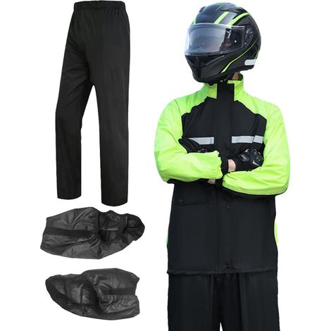 Équipement de pluie pour motocyclistes – Équipement de pluie de moto pour homme imperméable, respirant, réfléchissant, léger, pour travaux de construction, vélo, chasse, golf, randonnée, pêche (1/5)