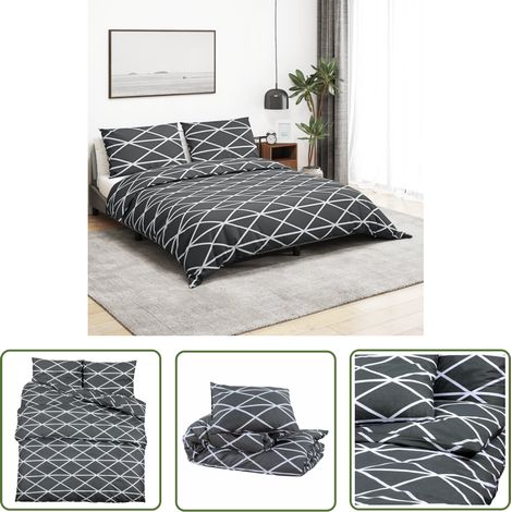 The Living Store Ensemble de housse de couette Gris 140x200 cm Coton - Housses De Couette - Linge De Lit - Drap Housse - Literie - Coton (1/5)