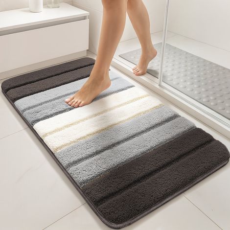 Vounot – Lot de 2 tapis de bain antidérapants microfibre haute densité 50x80cm – Base TPR pour adhérence – Absorbant et lavable en machine