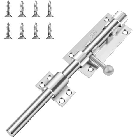 Verrou de porte de 195 mm en acier inoxydable 304 avec trou de cadenas, verrouillage épais, pour salle de bain, jardin, portail, clôture (1/5)