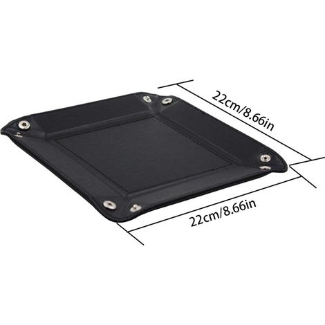 Plateau de rangement cuir PU bac à tout bijoux horloges pièces clés organisateur de bureau 16x16x4 cm pliable