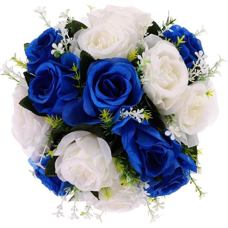 Boule de Fleurs Artificielles Bleu en PU Réaliste et Résistante pour Centre de Table Mariage Suspendre Décorative Élégante (1/5)