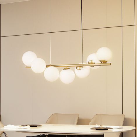 [GEBRAUCHT] Lucande Hängeleuchte Isandro Gold Opal 7 Flammig Deckenlampe Deckenleuchte Spot B-Ware