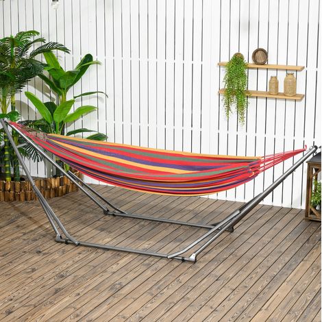 Support hamac pliable 2-en-1 290x92x88 cm en acier noir, gain de place pour jardin FloraGrace (1/5)