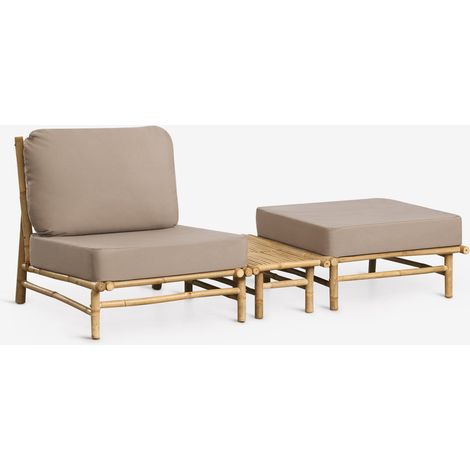 SKLUM Garten-Set mit Sessel, Pouf und rechteckigem Beistelltisch 75x40 cm aus Bambus Isendra                                    (1/5)