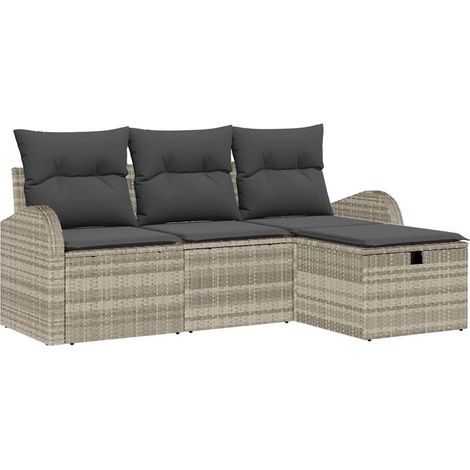 Maison Exclusive - Set Divano da Giardino 4 pcs Grigio chiaro Poly Rattan