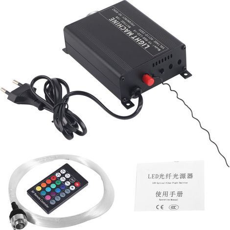 Kit de décoration plafond en fibre optique LED RGBW 16 W avec moteur, câbles, télécommande et prise UE (1/5)